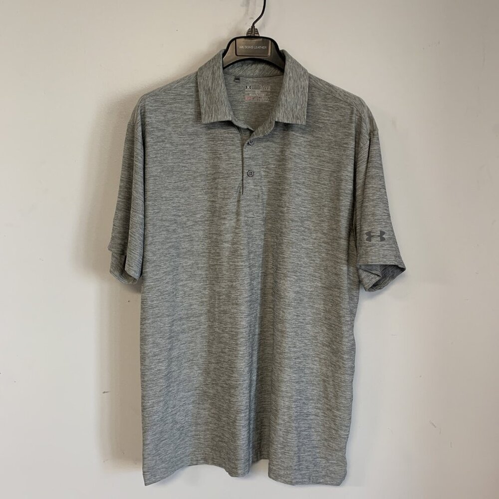 Under Armour Mens HeatGear Polo Shirt Loose Fit Gray Short Sleeve XL